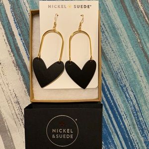 Nickel & Suede black Sweetheart hoops